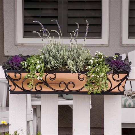 metal railing flower box holder|flower boxes for balcony railing.